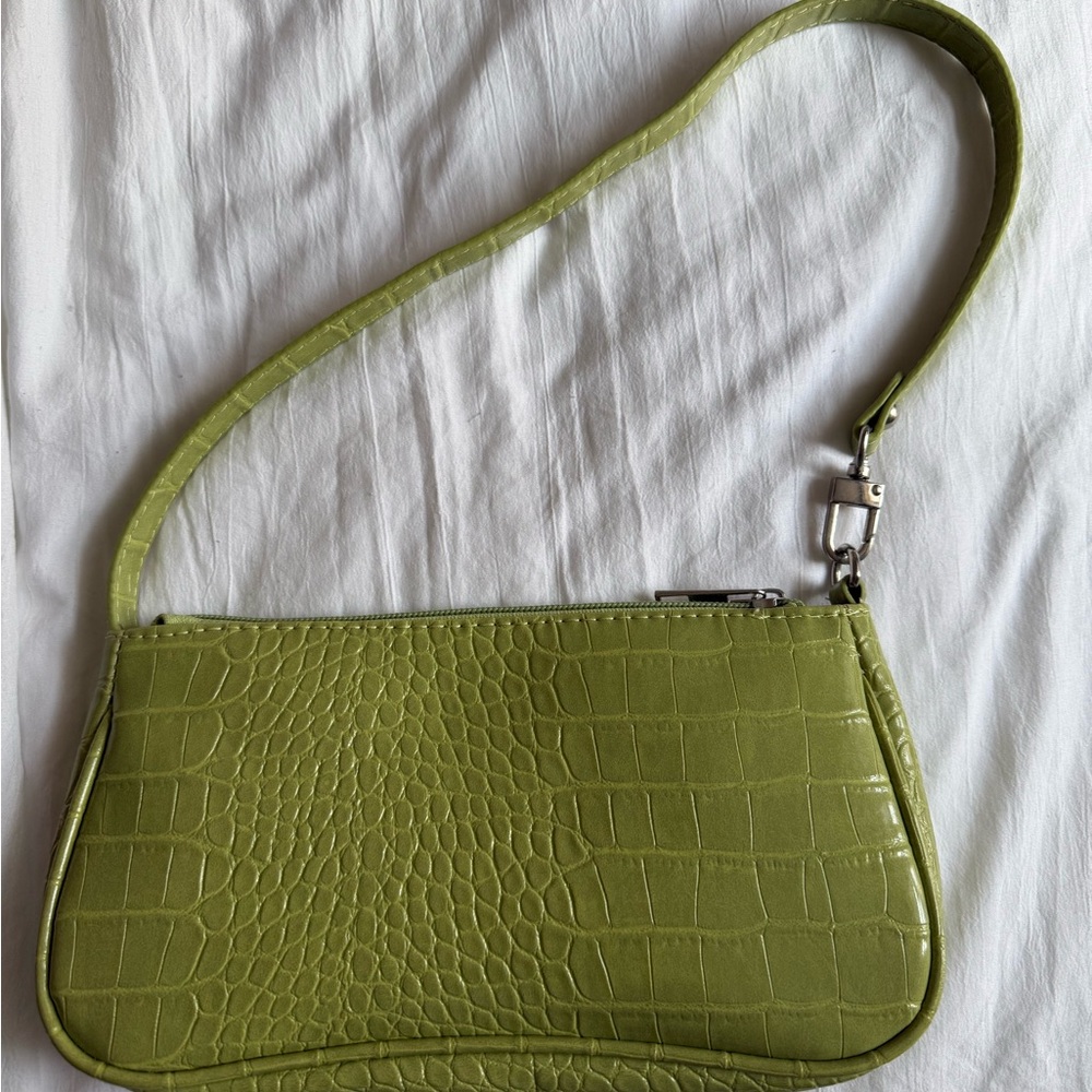Green Crocodile-Embossed Women's Bag